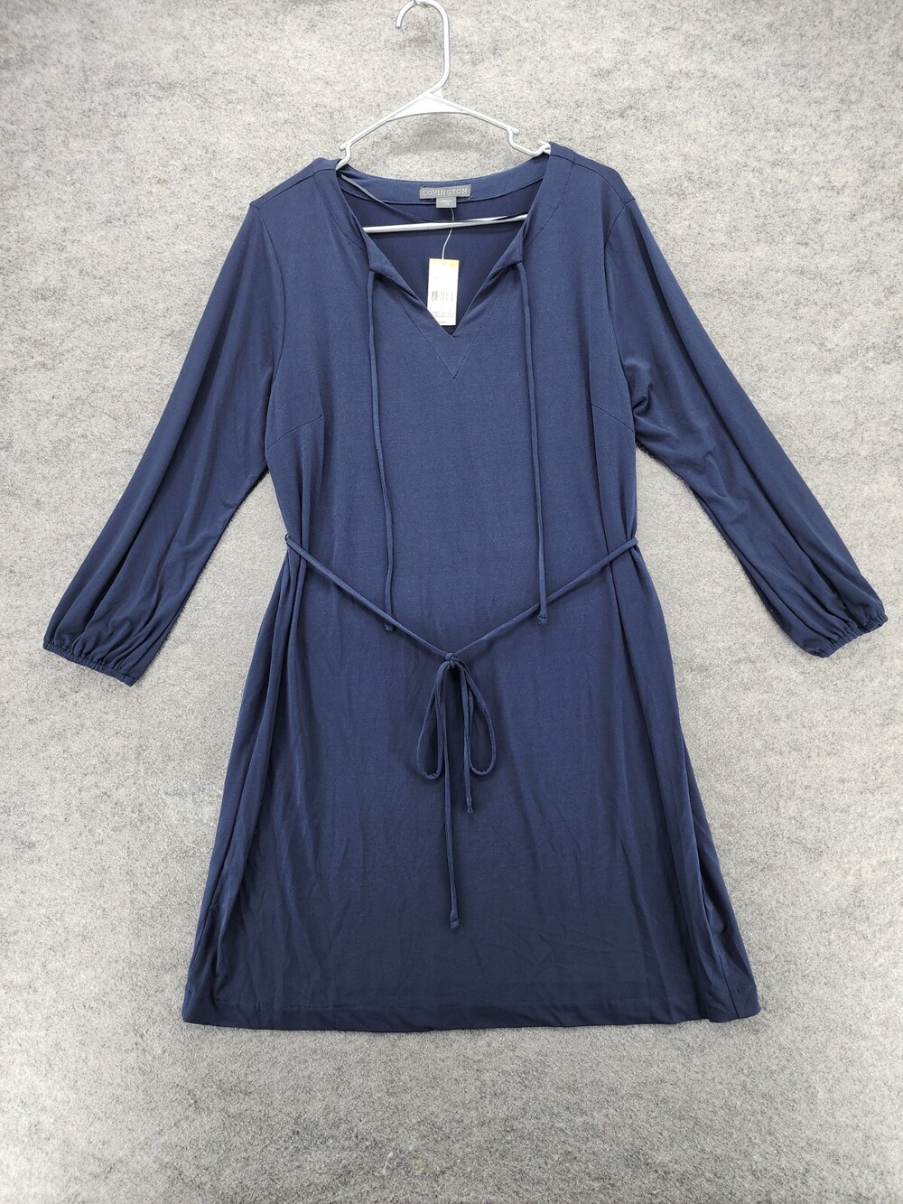 Covington Dress Womens Large Long Sleeve V Neck Blue